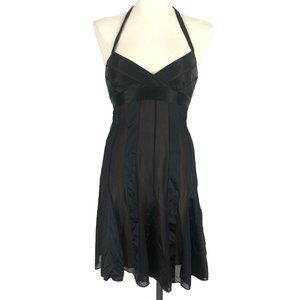 BCBGMaxAzria Silk Halter Dress Women's Size 2 Black Sleeveless Mini Dress